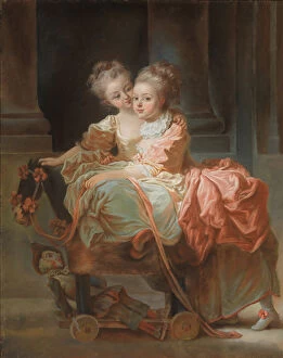 Pulcinella Gallery: The Two Sisters, 1770. Creator: Jean Claude Richard Saint-Non