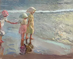 Childhood Collection: The three sisters on the beach, 1908. Creator: Sorolla y Bastida, Joaquin (1863-1923)