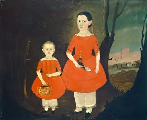 Bloomers Prints: Sisters in Red, c. 1840 / 1850. Creator: Sturtevant J. Hamblin