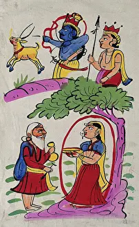 Trick Prints: Sita being lured by a disguised Ravana