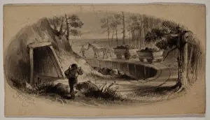 Vignette Prints: Mine Site, 19th century. Creator: Felix Octavius Carr Darley