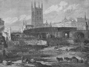 Saint Thomas Hospital Prints: Part of the Site of St. Thomass Hospital at Southwark Being Cleared for Railway Purposes