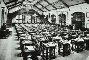 Camberwell Prints: Sitting examinations, Crawford Street School, Camberwell, London, 1906