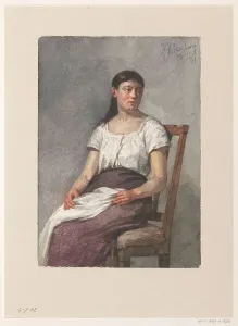 Sitting girl, 1881. Creator: Hendrik Valkenburg