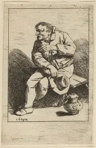 Bega Cornelis Prints: Sitting Man with His Hat in His Right Hand. Creator: Cornelis Bega