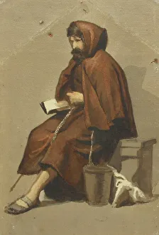 Sitting monk, model exercise, c1890s. Creator: Albert Edelfelt