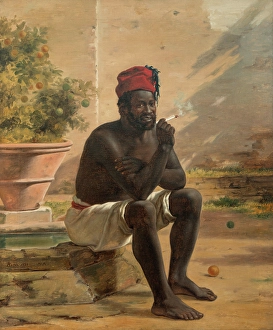 Martin Rorbye Prints: A Sitting Nubian, Rome, 1839. Creator: Martinus Rorbye