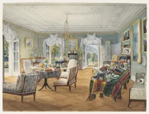 In The Room Prints: Sitting Room in a Country Estate, 1830-1840s. Artist: Anonymous