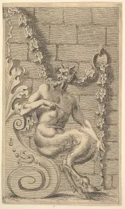 Half Man Prints: Sitting Satyrs, after 1732. Creator: Unknown