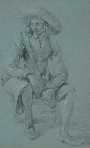 Saftleven Cornelis Prints: Sitting soldier. Creator: Jan Asselijin