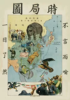 Cartography Gallery: The Situation in the Far East, um 1900-1904. Creator: Tse Tsan-tai (1872-1938)