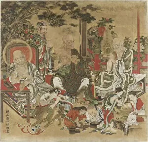The Oriental Arts Collection: The Sixteen Arhats (Juroku Rakan). Creator: Kazunobu, Kano (1816-1863)