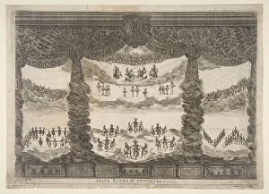 Le Jeune Prints: Sixth scene, the heavens, from The marriage of the gods (Le nozze degli Dei), 1637