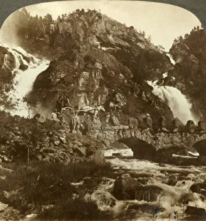 Skarafos and Lotefos leaping over rocks, Western Norway, c1905. Creator: Unknown