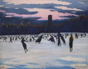Skaters at Marie-Henriette Park, Ostend, 1924. Creator: Spilliaert, Leon (1881-1946)