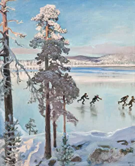 Winter Landscape Collection: Skaters near the shore of Kalela, 1896