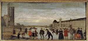 Pourbus Frans Ii Prints: Skaters on the Seine in 1608, c1608. Creator: Unknown