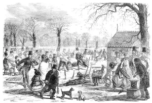 Serpentine Prints: Skating in Hyde-Park - drawn by John Leech, 1857. Creator: Joseph Swain
