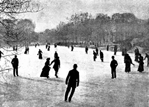 Skating in London: Regent's Park, 1895. Creator: Russell & Sons.<br> Skating in London: Regent's Park, 1895. Creator: Russell & Sons