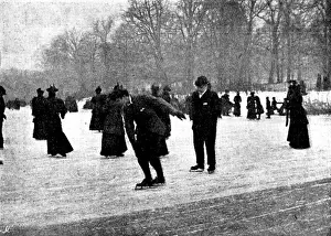 Serpentine Prints: Skating in London: The Serpentine, 1895. Creator: Russell & Sons