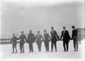 Skate Prints: Skating Party, 1912. Creator: Harris & Ewing. Skating Party, 1912. Creator: Harris & Ewing