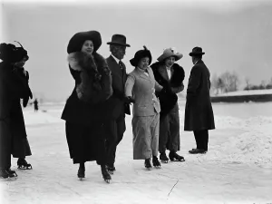 Skate Prints: Skating Party, 1912. Creator: Harris & Ewing. Skating Party, 1912. Creator: Harris & Ewing