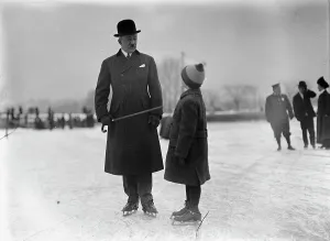 Skate Prints: Skating Party, 1912. Creator: Harris & Ewing. Skating Party, 1912. Creator: Harris & Ewing