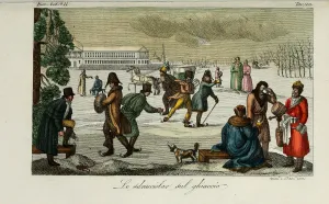 Skating rink. Illustration from Il costume antico e moderno o storia del governo? by Giulio Ferrario, 1831. Artist: Giarre, Luigi (1772-1844)