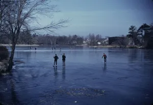 Skating, vicinity of Brockton, Mass. 1940. Creator: Jack Delano