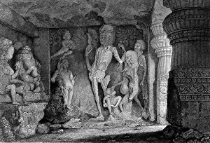 Roberts Emma Prints: Skeleton Group in the Rameswur, Caves of Ellora, 1834. Creator: George Cattermole