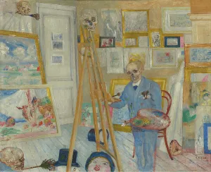 Ensor James Sidney Edouard Prints: The Skeleton Painter, 1896. Creator: James Ensor