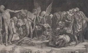 Last Rites Prints: Skeletons, dated 1518. Creator: Agostino Veneziano