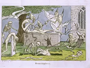 Graves Prints: Skeletons and ghosts in a graveyard, 1808. Creator: Unknown