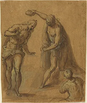 Palma Giovane Prints: Sketch for a Baptism of Christ. Creator: Jacopo Palma