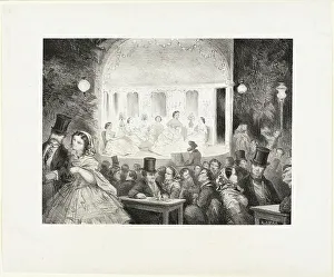 Customers Prints: Sketch of a Café-Concert on the Rue Madame, 1857. Creator: Antoine Gustave Droz