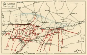 Viscount French Prints: Sketch of the Chief Operations Near Mons and Charleroi, c1914, (c1920). Creator: Unknown