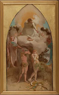Mottez Victor Louis Prints: Sketch for the church of Saint-Séverin: Adam and Eve banished from paradise