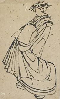 Sketch of a courtesan, late 18th-early 19th century. Creator: Hokusai Sketch of a courtesan, late 18th-early 19th century. Creator: Hokusai