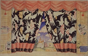 Images Dated 19th November 2013: Sketch of curtain for the theatre play The flea by E. Zamyatin, 1925-1926