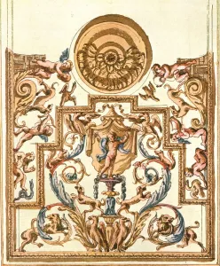 Romanelli Giovan Francesco Prints: Sketch for decorative painting, France, (1928). Creator: Unknown