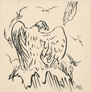 Behaviour Prints: Sketch of eagles, 1940-1944. Creator: Arnold Peter Weisz-Kubincan