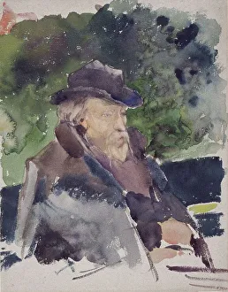 Sketch of Edward Burne-Jones in a Boat, Walton-on-Thames, 1880-1884. Creator: Jules Bastien-Lepage