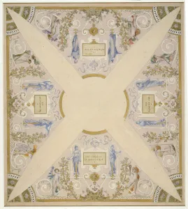 Luc Olivier Merson Prints: Sketch for the festival staircase at the Hotel de Ville in Paris: August
