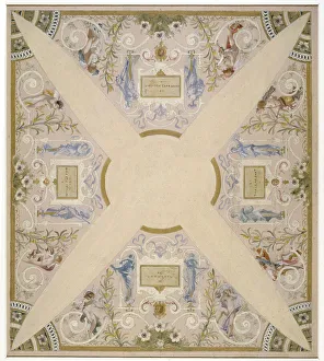 February Prints: Sketch for the festival staircase at the Hotel de Ville in Paris: February