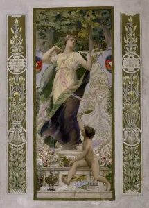 Sketch for the festival staircase at of the Hotel de Ville in Paris: Female toilette, c1888-1898. Creator: Luc Olivier Merson