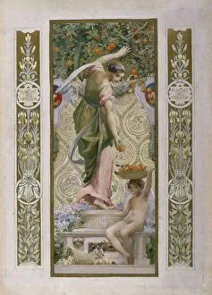 Sketch for the Festival Staircase at the Hotel de Ville in Paris: Fruit, beginning 1889-1898. Creator: Luc Olivier Merson