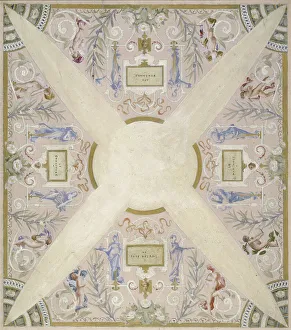 January Prints: Sketch for the festival staircase at the Hotel de Ville in Paris: January