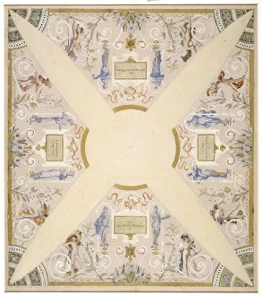 Luc Olivier Merson Prints: Sketch for the festival staircase at the Hotel de Ville in Paris: March