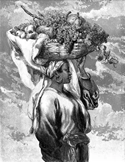 A Sketch in the Fruit Market at Rio Janeiro - by J. Gilbert, 1856. Creator: Unknown. A Sketch in the Fruit Market at Rio Janeiro - by J. Gilbert, 1856. Creator: Unknown