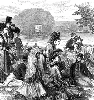 Regatta Prints: A sketch at Henley Regatta, 1874. Creator: Unknown